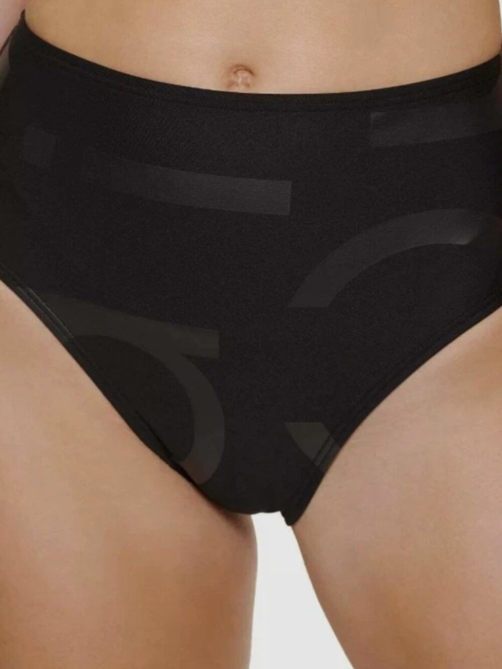 Calvin Klein BLACK High-Waist Logo Bikini Swim Bottom, US Size S Swimwear